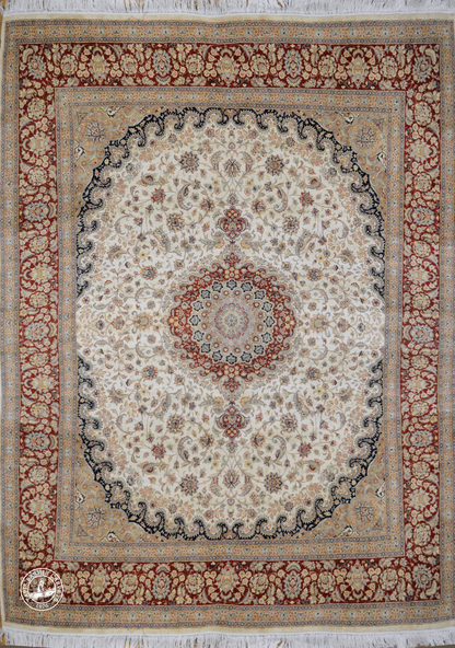 Isfahan Kitabi Nagshe Silk Carpet