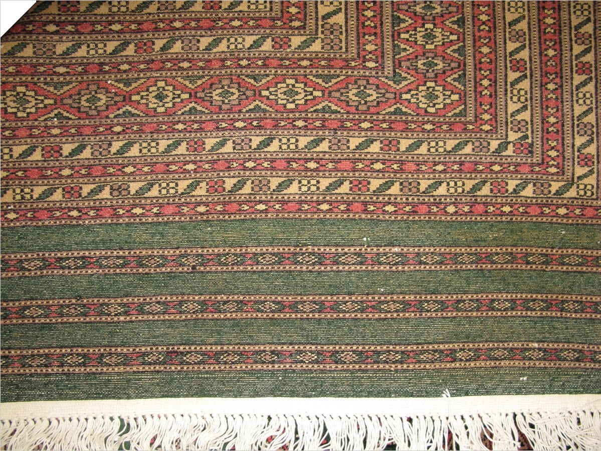 Fine Bokhara Carpet | 11'11" x 9' feet | Genuine Hand-knotted Wool Area Rug