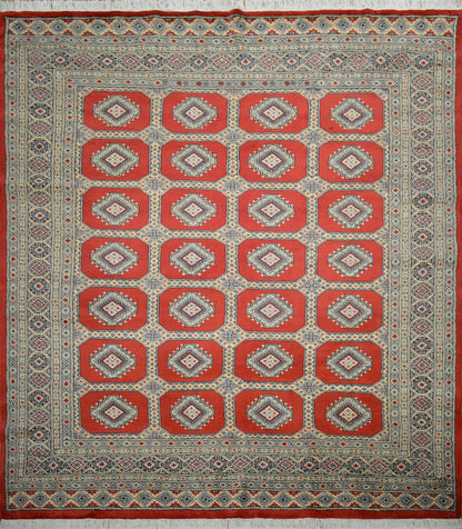 Bokhara Carpet | 7'10" x 6'8" | Home Decor | Hand-knotted Wool Area Rug