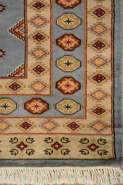 Fine Bokhara Wool Rug | 7'11" x 6'9" | Home Decor | Hand-knotted Area Rug