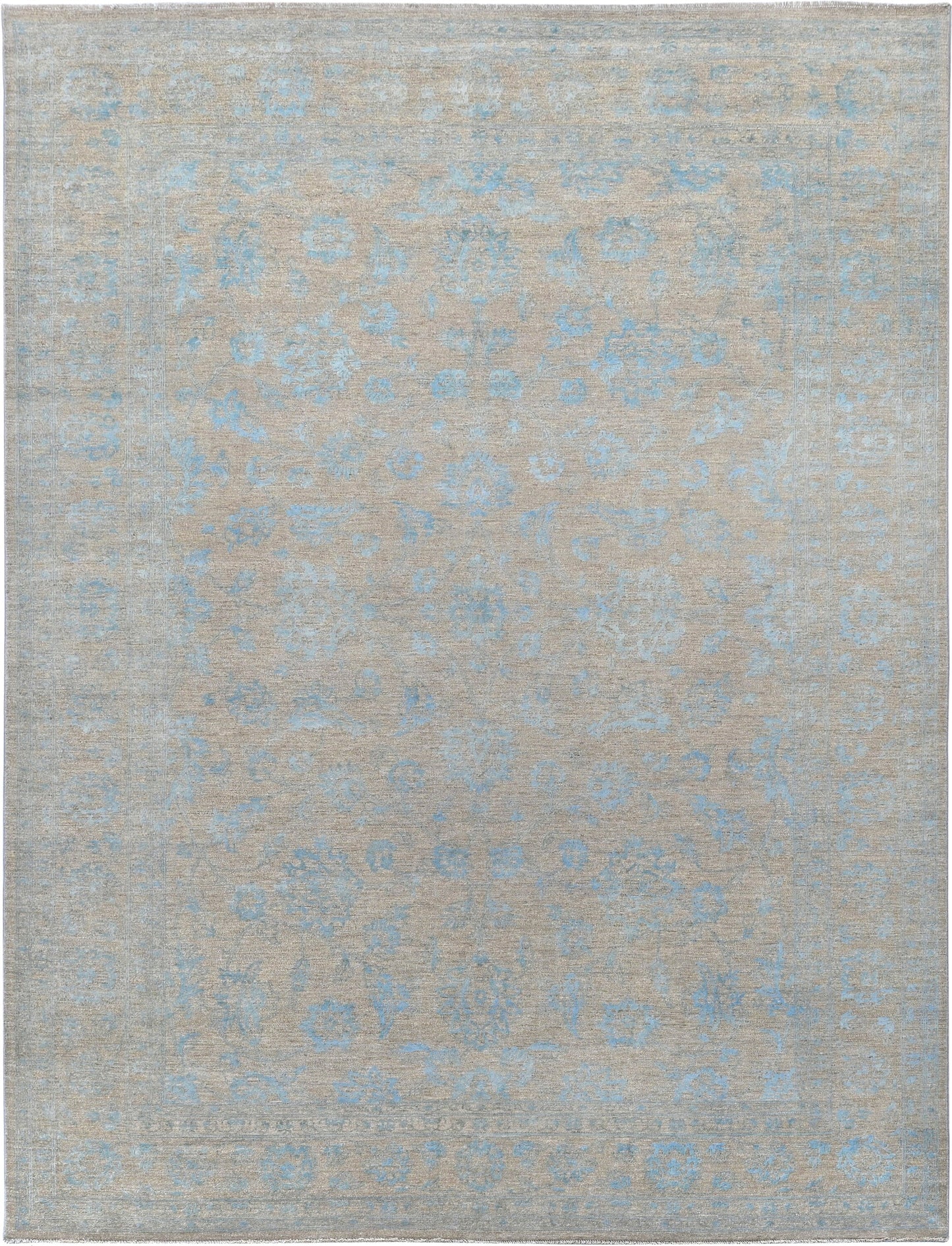 Resham Lotus Carpet | 12'4" x 9' | Pure Wool Rug | Genuine Hand-knotted Area Rug