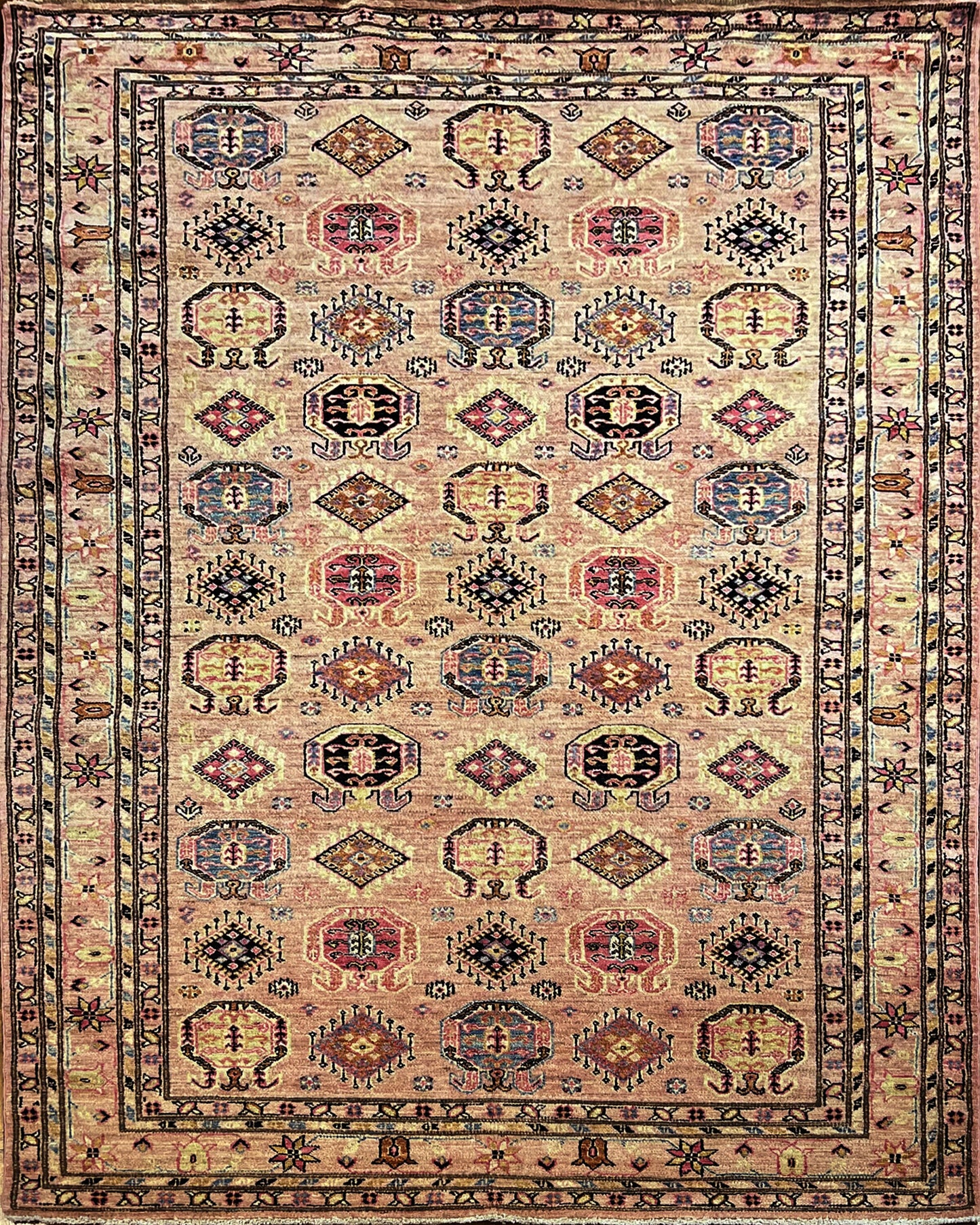 Kazakh Wool Carpet | 8'8" x 5'11" | Home Decor | Hand-Knotted Rug