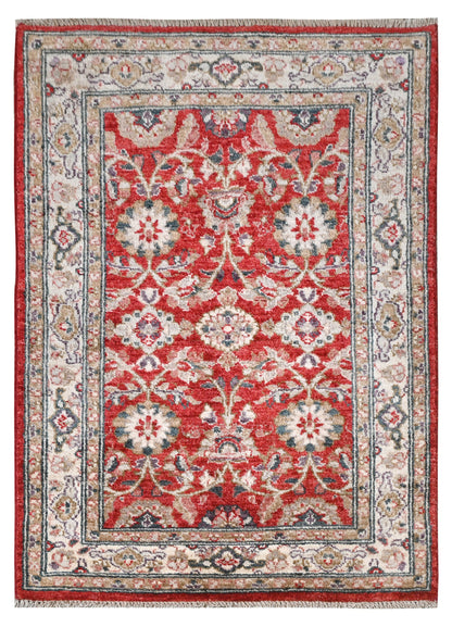 Paktia Lotus Vines Rug | 3'11''x 2'7'' | Home Decor | Red Wool Area Rug