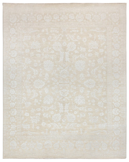 Resham Lotus Carpet | 9'11" x 7'9'' | Wool & Silk Rug | Genuine Hand-knotted Area Rug
