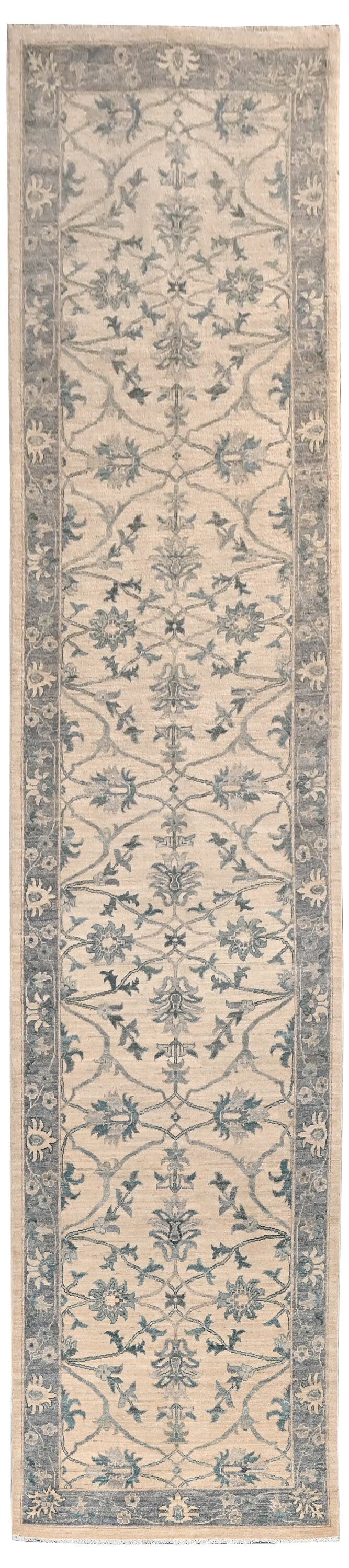 Kandahar Gardens Runner Rug | 14'1" x 3'2" | Genuine Hand-knotted Rug | Area Rug