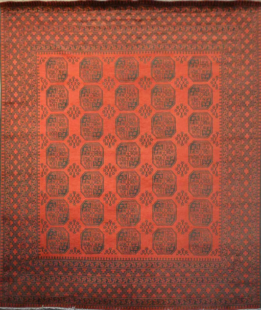 Bokhara Elephant's Foot Turkoman Carpet | 12'7" x 10' | Home Decor | Hand-knotted Wool Area Rug