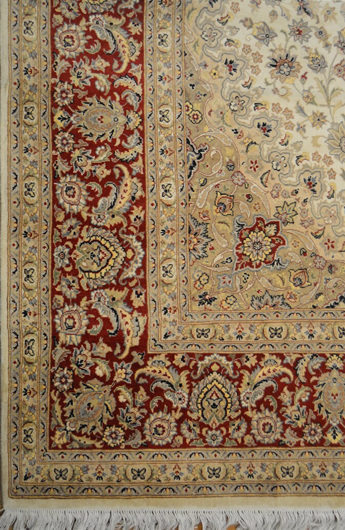 Hispahan - Golden Medallion Silk Carpet | 10'4" x 8'1" | Home Decor | Silk & Wool Area Rug