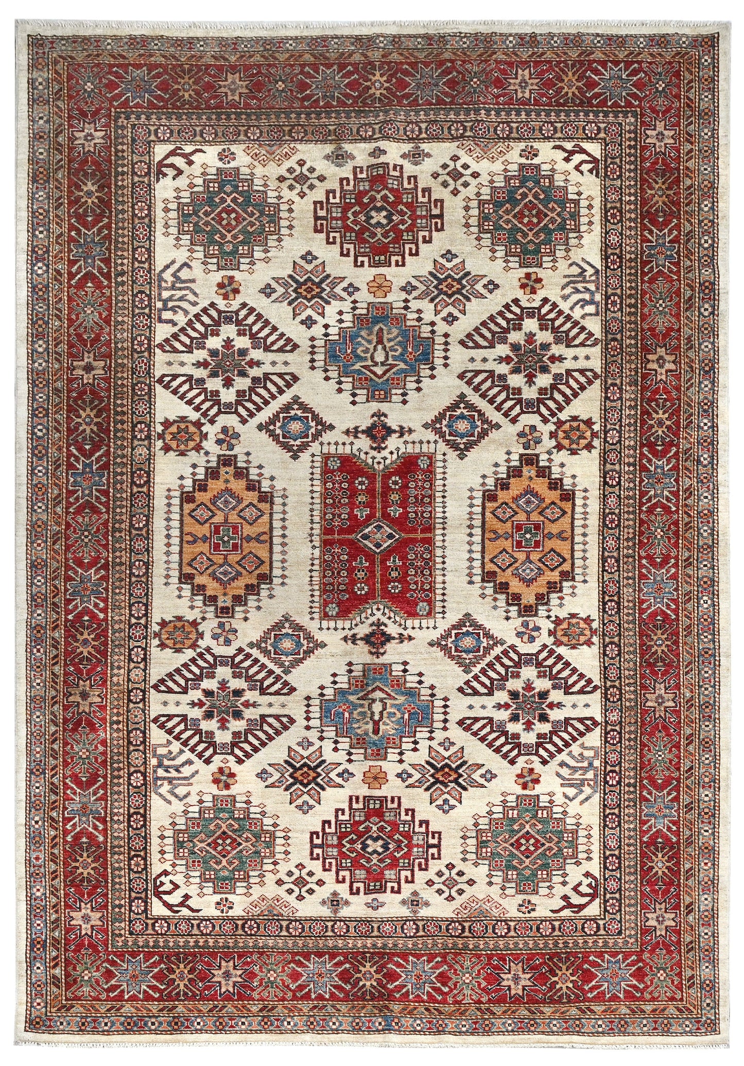 Kazakh Carpet | 9'1" x 6' | Home Decor | Hand-knotted Wool Area Rug