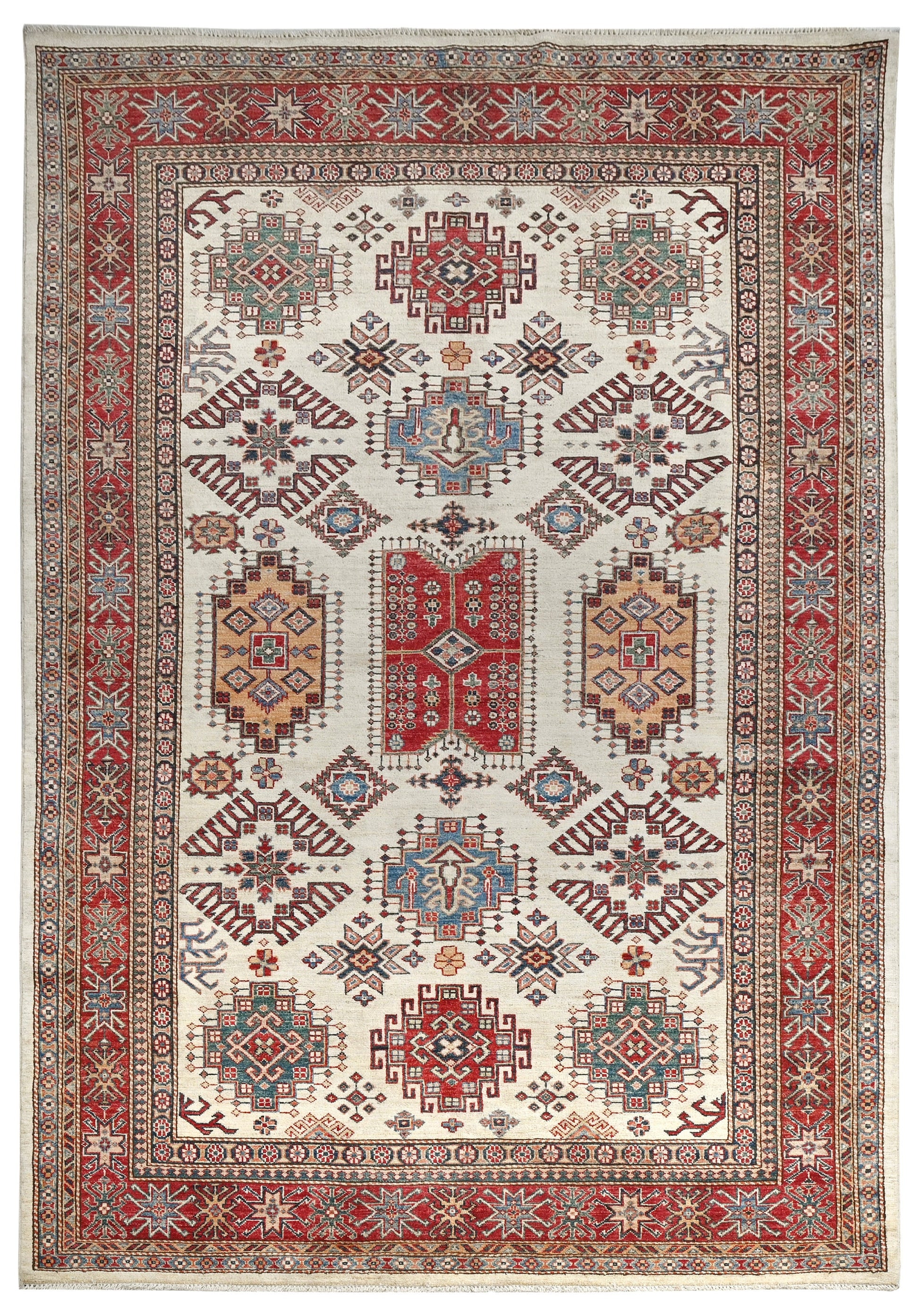 Kazakh Carpet | 9'1" x 6' | Home Decor | Hand-knotted Wool Area Rug